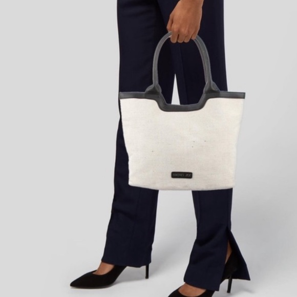 Rachel Zoe Neutral Canvas and Leather Tote